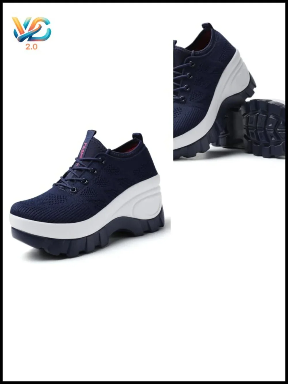 Chunky Platform Knit Lace-Up Walking Shoes with Arch Support